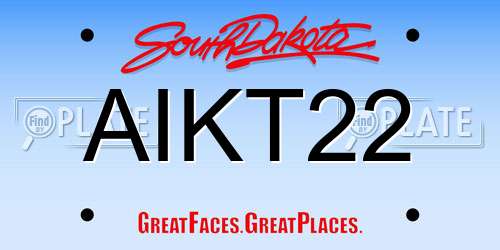 AIKT22 South Dakota License Plate