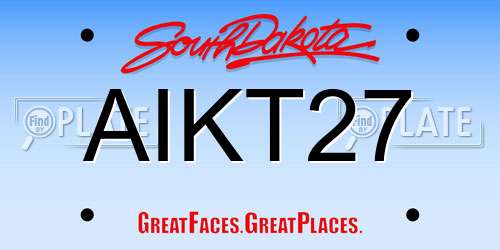 AIKT27 South Dakota License Plate