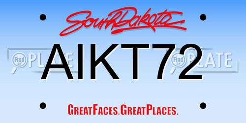 AIKT72 South Dakota License Plate