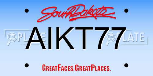 AIKT77 South Dakota License Plate