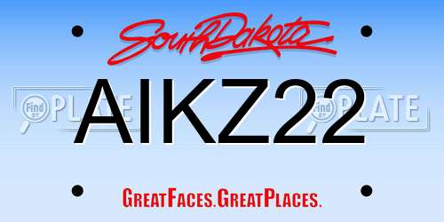 AIKZ22 South Dakota License Plate