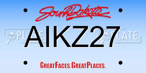 AIKZ27 South Dakota License Plate