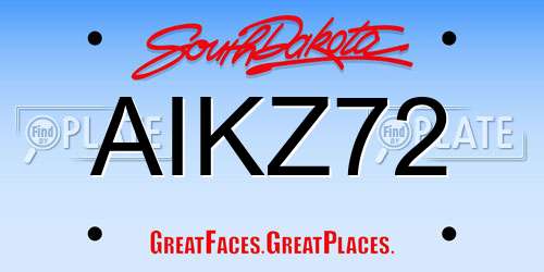 AIKZ72 South Dakota License Plate