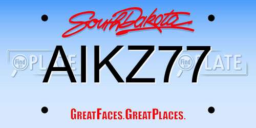 AIKZ77 South Dakota License Plate