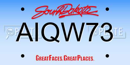 AIQW73 South Dakota License Plate