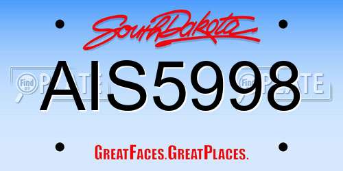 AIS5998 South Dakota License Plate
