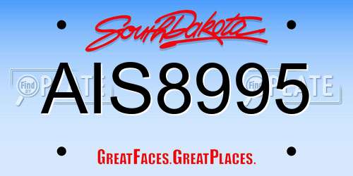 AIS8995 South Dakota License Plate