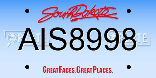 AIS8998 South Dakota License Plate
