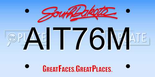 AIT76M South Dakota License Plate