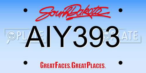 AIY393 South Dakota License Plate