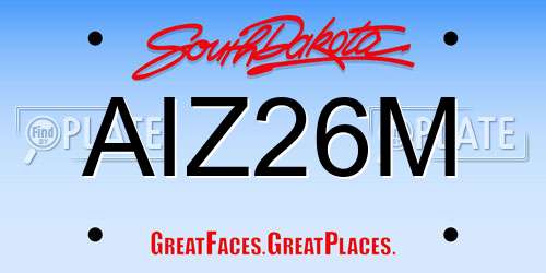 AIZ26M South Dakota License Plate