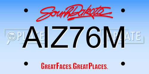 AIZ76M South Dakota License Plate