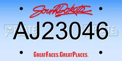 AJ23046 South Dakota License Plate