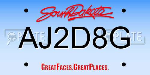AJ2D8G South Dakota License Plate