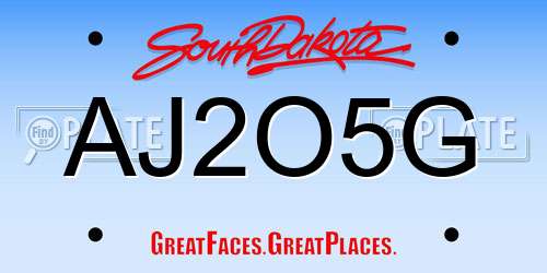 AJ2O5G South Dakota License Plate