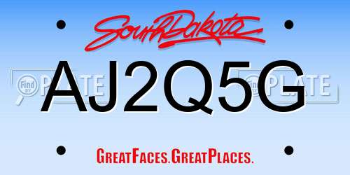 AJ2Q5G South Dakota License Plate
