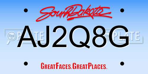 AJ2Q8G South Dakota License Plate
