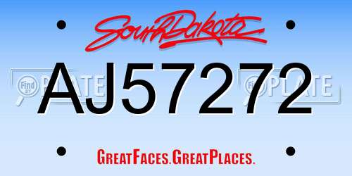 AJ57272 South Dakota License Plate