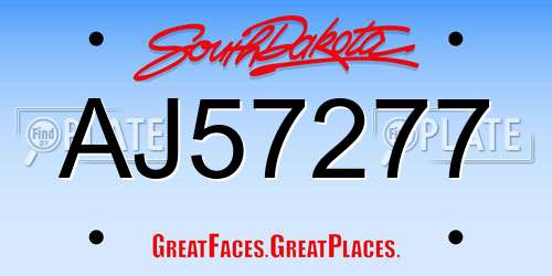 AJ57277 South Dakota License Plate