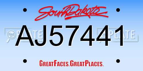 AJ57441 South Dakota License Plate