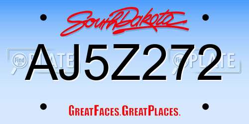 AJ5Z272 South Dakota License Plate