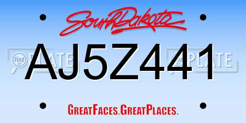 AJ5Z441 South Dakota License Plate