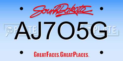 AJ7O5G South Dakota License Plate