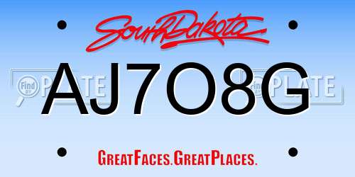 AJ7O8G South Dakota License Plate