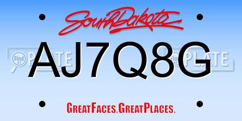 AJ7Q8G South Dakota License Plate