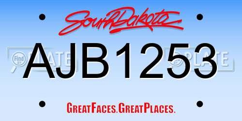 AJB1253 South Dakota License Plate