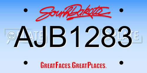 AJB1283 South Dakota License Plate