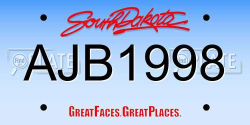 AJB1998 South Dakota License Plate