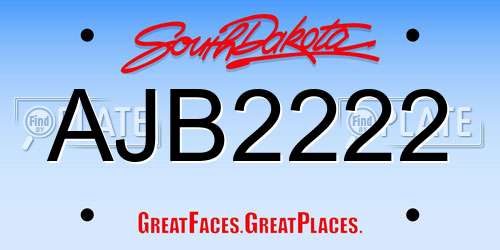 AJB2222 South Dakota License Plate