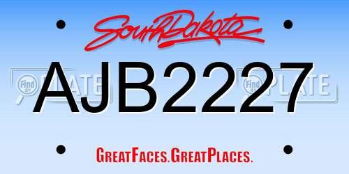 AJB2227 South Dakota License Plate