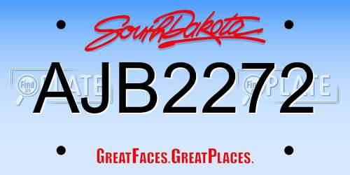 AJB2272 South Dakota License Plate