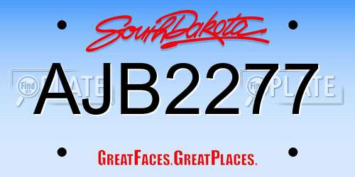 AJB2277 South Dakota License Plate