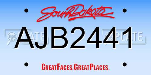 AJB2441 South Dakota License Plate