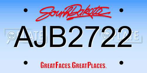 AJB2722 South Dakota License Plate