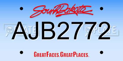 AJB2772 South Dakota License Plate