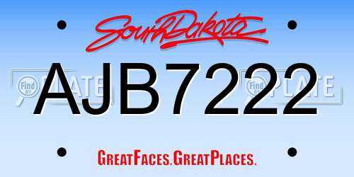 AJB7222 South Dakota License Plate