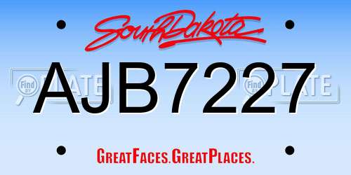 AJB7227 South Dakota License Plate