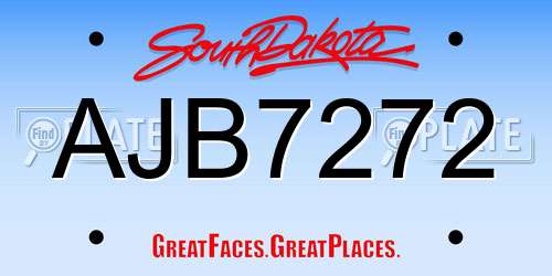 AJB7272 South Dakota License Plate