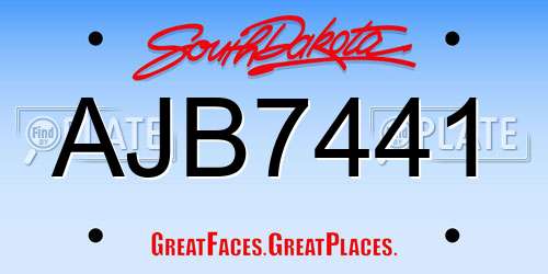 AJB7441 South Dakota License Plate