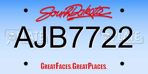 AJB7722 South Dakota License Plate