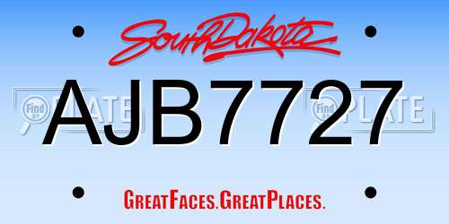 AJB7727 South Dakota License Plate
