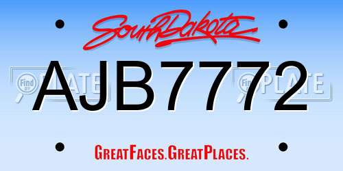 AJB7772 South Dakota License Plate