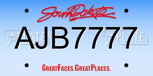 AJB7777 South Dakota License Plate