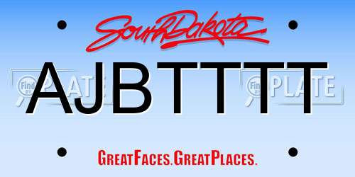 AJBTTTT South Dakota License Plate