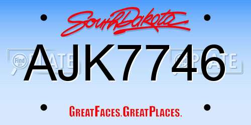 AJK7746 South Dakota License Plate