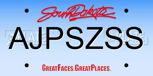 AJPSZSS South Dakota License Plate